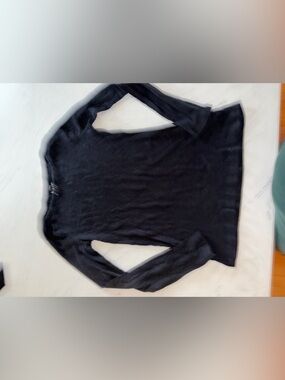 J Crew navy blue Knit top shirt blouse boat neck artist fit long sleeve cotton s